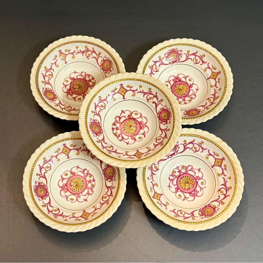 (5) Monticello by Steubenville for Herman Kupper Pink Floral Dessert Bowl Dish